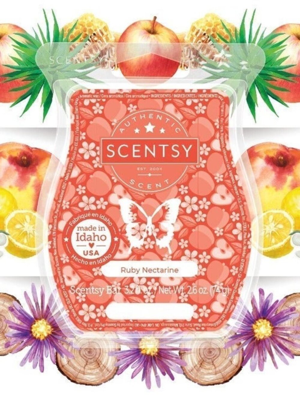 Scentsy RUBY NECTARINE Scented Wax Bar Melt New